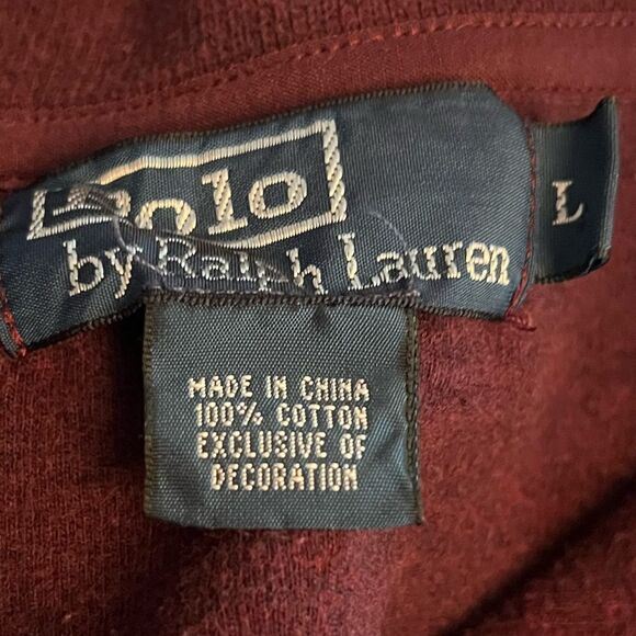 Polo Ralph Lauren Maroon Estate Rib Quarter Zip Pullover Sweater Preppy Size L - Picture 5 of 5